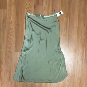 Freya satin midi skirt sage